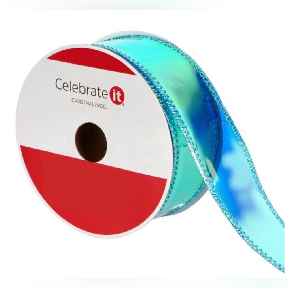 Celebrate It Turquoise Vinyl Wired Ribbon 1.5" x 6.6yd.